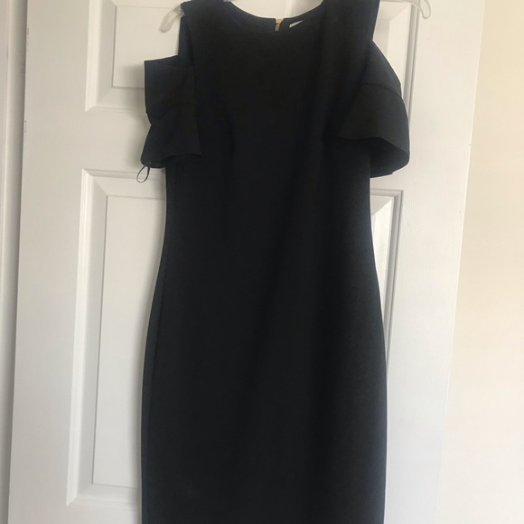 Calvin Klein Closed Shoulder Black Sheath Dress - Picture 4 of 7